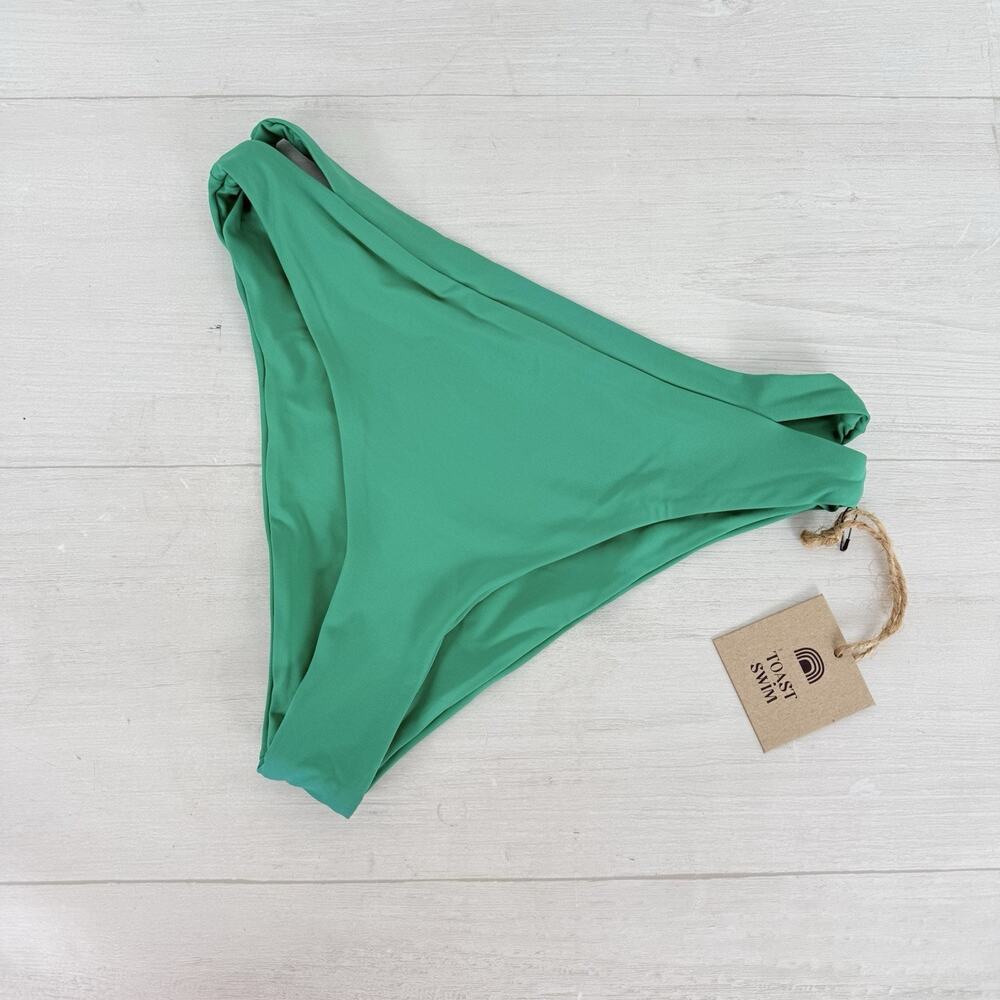 Free People Toast Swim Bikini Bottom Size XS Emerald Green Cut Out Side Surf NWT